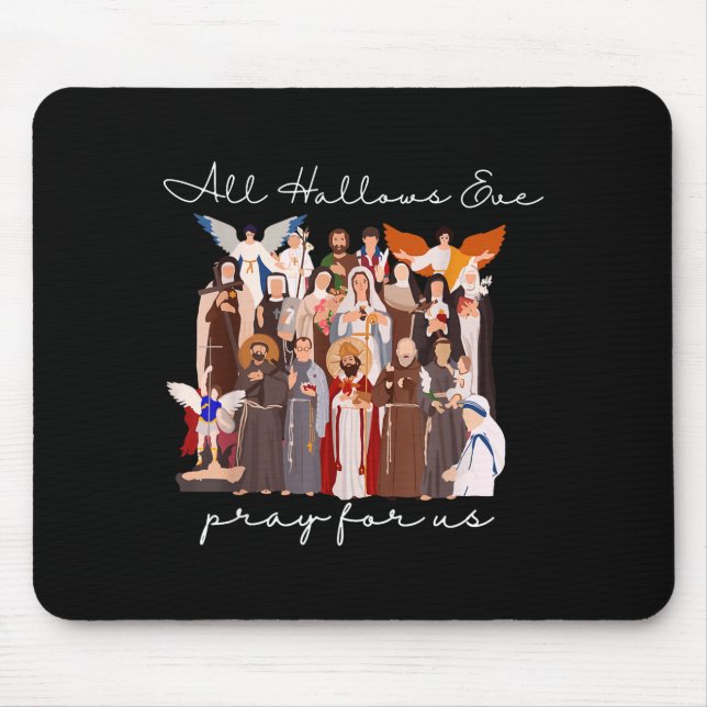 Mousepad All Hallows Eve Pray For Us Halloween Catholic Sai (Frente)
