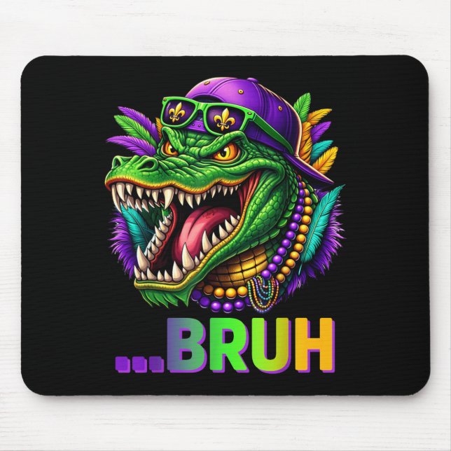 Mousepad Alligator Bruh Mardi Gras Costume Men Women Kids  (Frente)