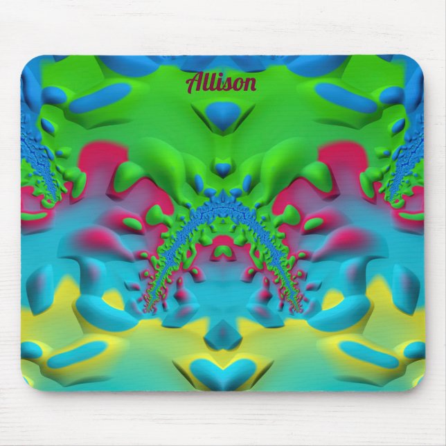 Mousepad ALLISON ~ Zany Amarelo-rosa-quente verde e azul (Frente)