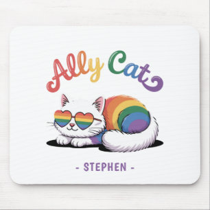 Mousepad Ally Cat - Orgulho LGBTQ de Gato Branco Gato-Branc