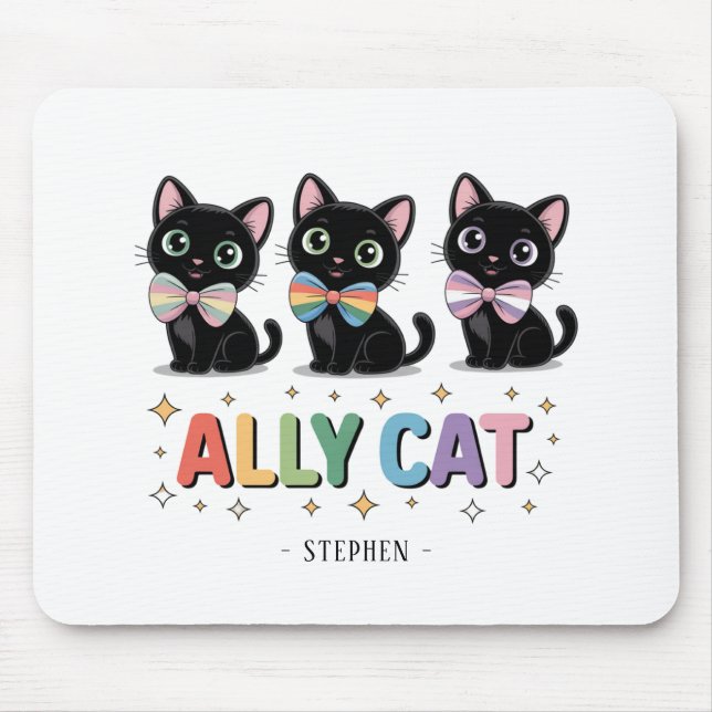 Mousepad Ally Cat - Orgulho LGBTQ de Gato Negro (Frente)