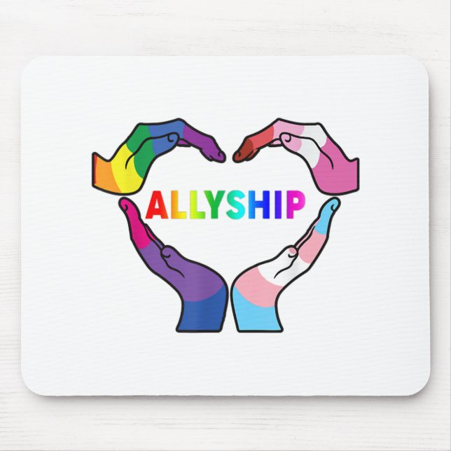 Mousepad Allyship Heart LGBT Support Protect Kids Rainbow F (Frente)