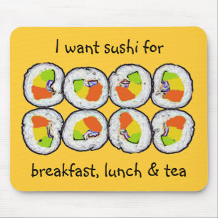 Mousepad Almoço do pequeno almoço do sushi do sushi e ch