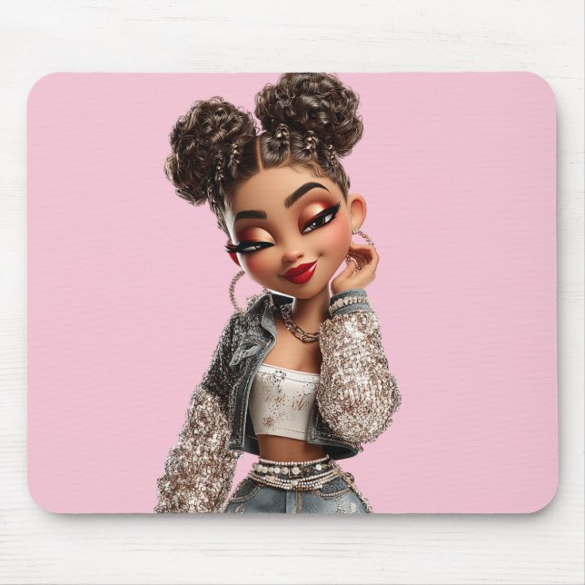 Mousepad Almofada de Mouse Glow Getter | Brilho Denim Glam (Frente)