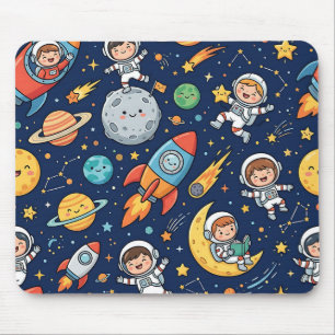 Mousepad Almofada de Mouse Space Kid – Padrão de Foguete As