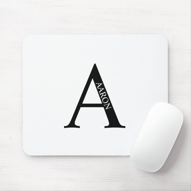 Mousepad Almofada de Rato com Monograma Personalizado e Nom (Com mouse)