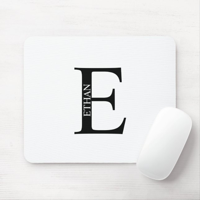 Mousepad Almofada de Rato com Monograma Personalizado e Nom (Com mouse)
