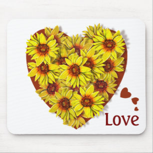 Mousepad Almofada de Rato Coração de Girassol
