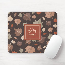 Mousepad Almofada de Rato de Folhas de Outono Escuras com N