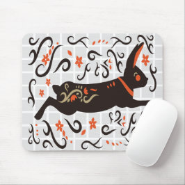 Mousepad Almofada de Rato em Grade de Coelho de Arte Folcló