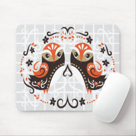 Mousepad Almofada de Rato em Grade de Corujas Gêmeas Arte F