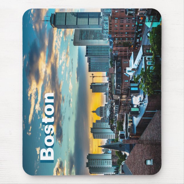 Mousepad Almofada de Rato Panorama da Cidade de Boston Mass (Frente)