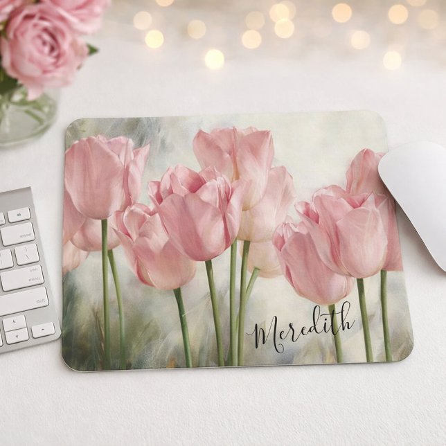 Mousepad Almofada de Rato Tulipas Rosa (Criador carregado)