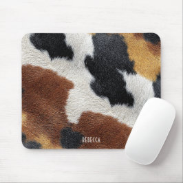 Mousepad Almofada de textura de couro de vaca marrom preto 