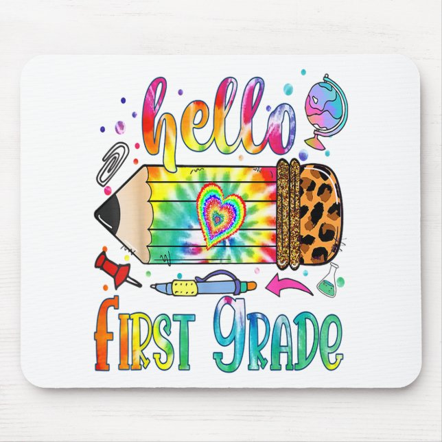 Mousepad Alô, 1rua, Lápis-Leopardo, Tie Dye Engraçada De Vo (Frente)