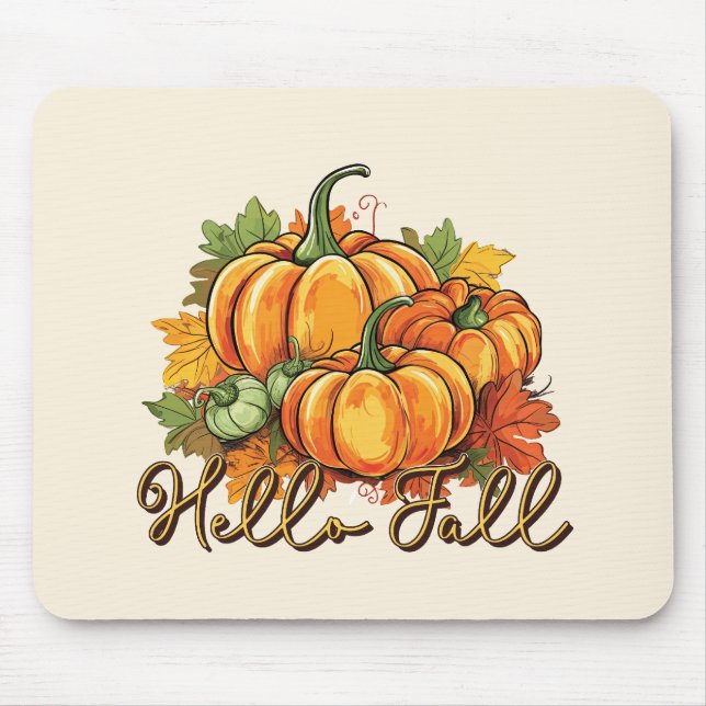 Mousepad Alô, outono - Patch de Abóbora Cozy (Frente)