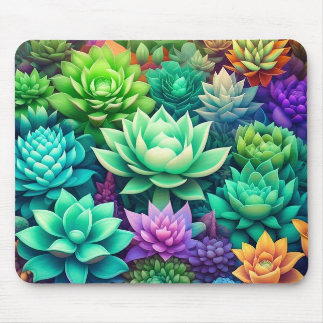 Mousepad Aloe Vera e Succulents Collage (Frente)
