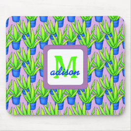 Mousepad Aloe Vera Plantas Padrão Monograma