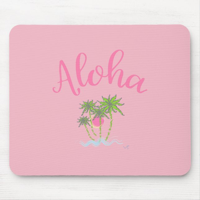 Mousepad Aloha Beaches Estilo Havaiano — Rosa Tropical de V (Frente)