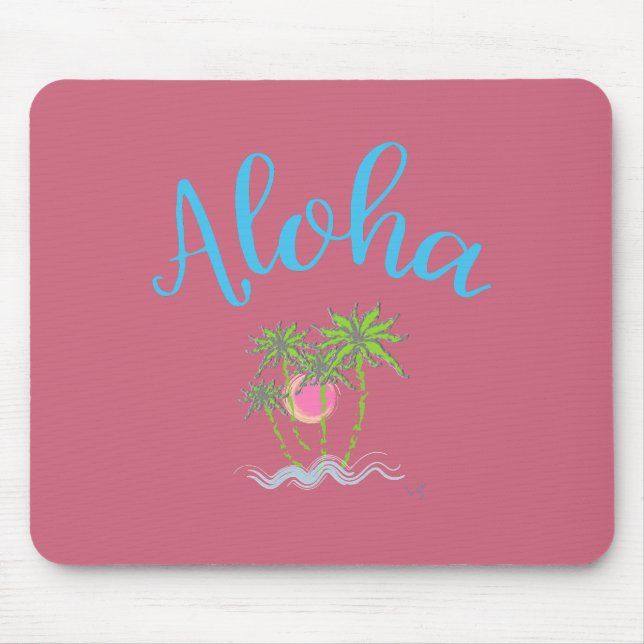 Mousepad Aloha Beaches Estilo Havaiano Tropical de Verão (Frente)