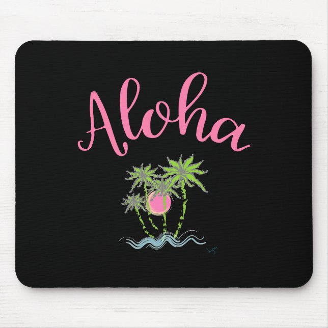 Mousepad Aloha Beaches Estilo Havaiano Tropical de Verão (Frente)