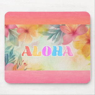 Mousepad Aloha Hawaiian Floral Watercolor