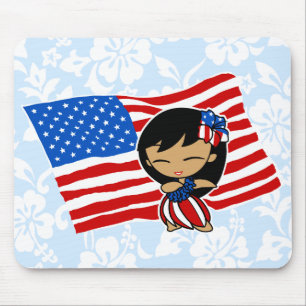 Mousepad Aloha Honys USA Flag Hula Girl Mouséads