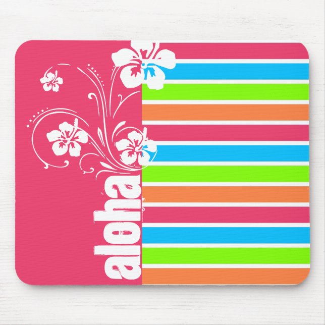 Mousepad Aloha rosa; Retro Neon Rainbow (Frente)