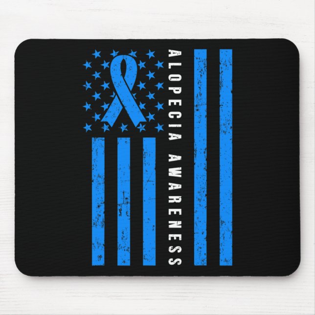 Mousepad Alopecia Areata Sensibilização Eu Visto Fita Azul  (Frente)