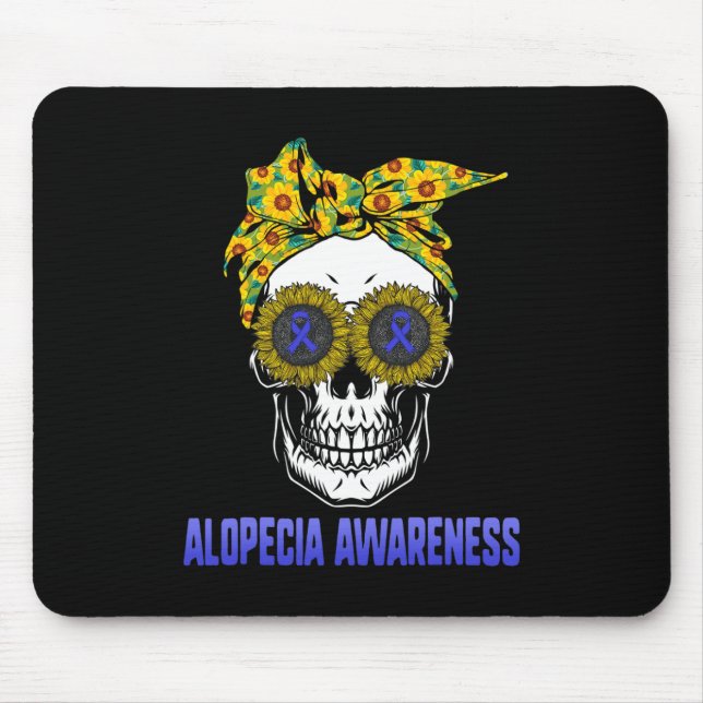 Mousepad Alopécia Consciência Azul Cabelo de Fita Perda Dér (Frente)