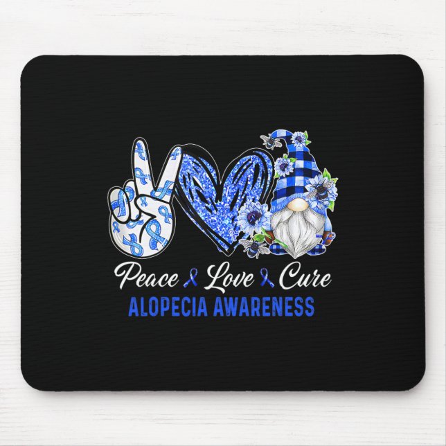 Mousepad Alopecia Consciência Paz Amor Cura Gnome (Frente)