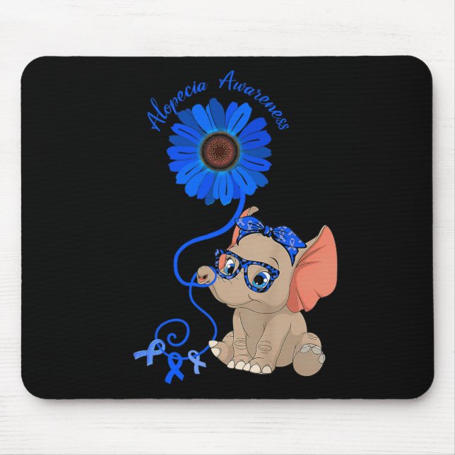 Mousepad Alopecia Elefante Conhecimento Óculos de Fita Azul (Frente)