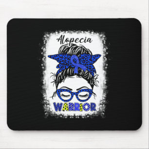 Mousepad Alopecia Warrior Messy Bun Blue Ribbon Alopecia Aw