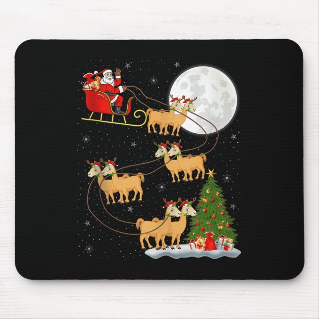 Mousepad Alpaca Llama Santa Sleigh Flying Funny Magical Chr (Frente)