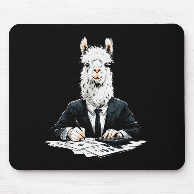 Mousepad Alpaca Working Writing Motif Drawing Animal Art Al (Frente)