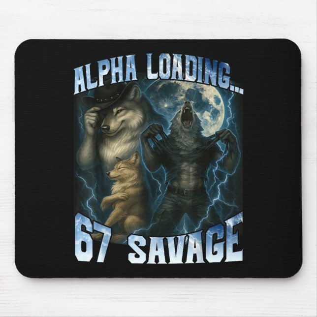 Mousepad Alpha Wolf Loading 67 Percent Savage Funny Wolves  (Frente)