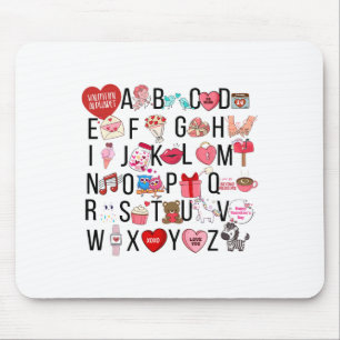 Mousepad Alphabet Abc I Te Amo T Shirt Dia de os namorados 