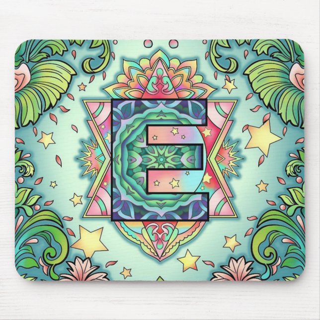 Mousepad Alphabet E mandala (Frente)