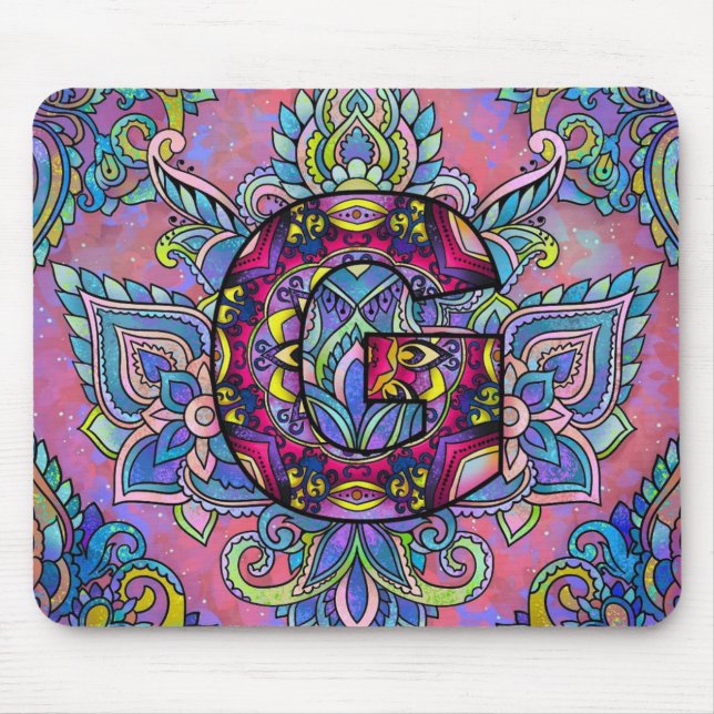 Mousepad Alphabet G mandala (Frente)