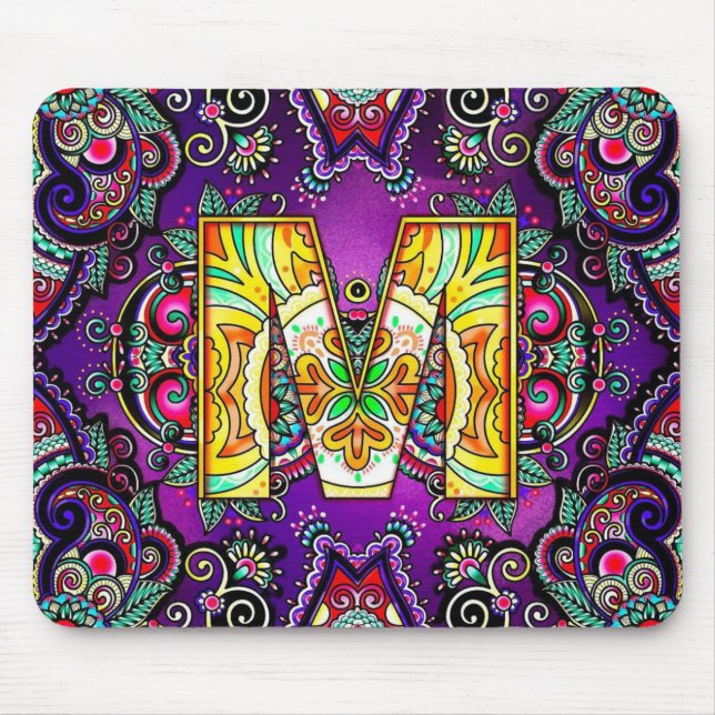 Mousepad Alphabet M mandala (Frente)