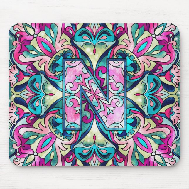 Mousepad Alphabet N mandala (Frente)