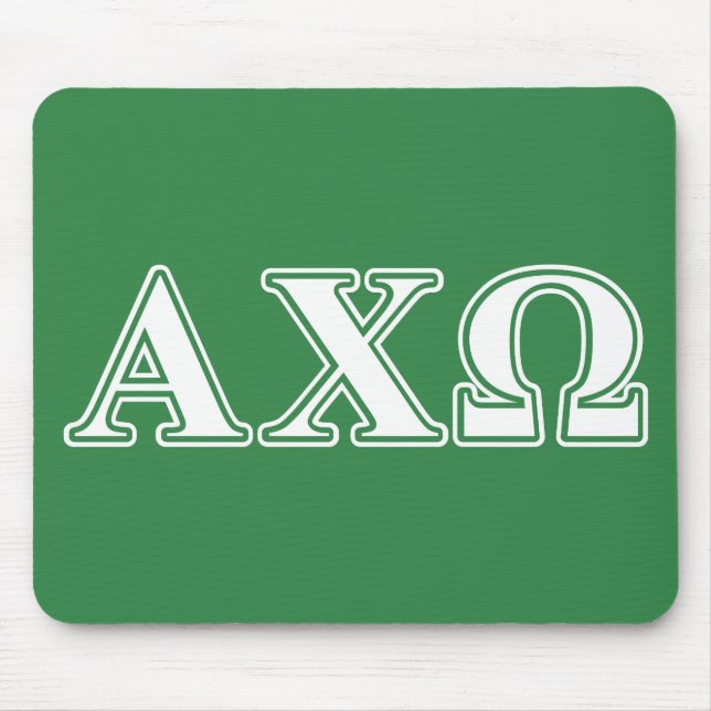 Mousepad Alphi Chi Omega White e Green Letters (Frente)