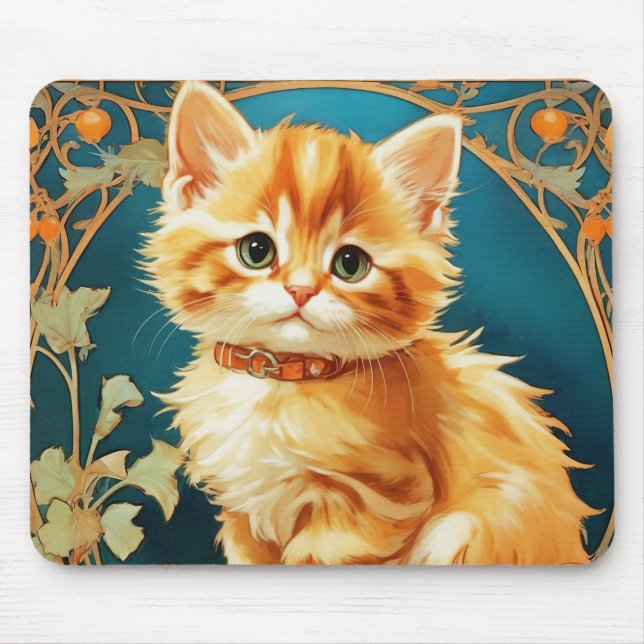 Mousepad Alphonse Mucha Art Nouveau Cat (Frente)