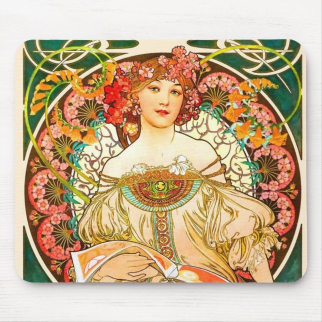 Mousepad Alphonse Mucha Art Nouveau Daydre (Frente)