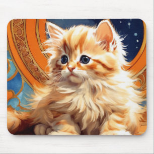Mousepad Alphonse Mucha Art Nouveau Orange Cat