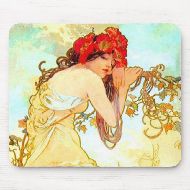 Mousepad Alphonse Mucha Art Nouveau Summer (Frente)