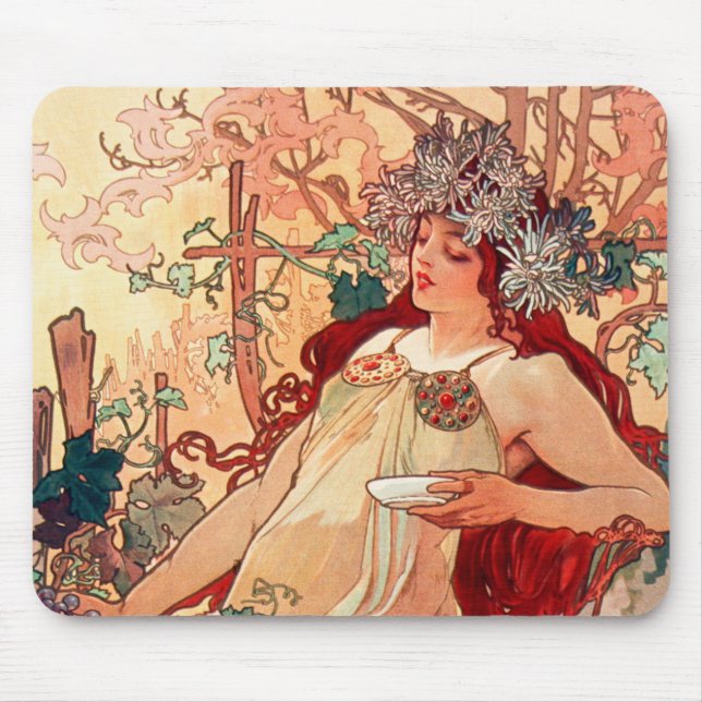 Mousepad Alphonse Mucha, As Estações, Outono (1896)  (Frente)