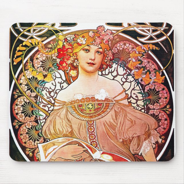 Mousepad Alphonse Mucha Daydream Vintage Arte Nouveau (Frente)