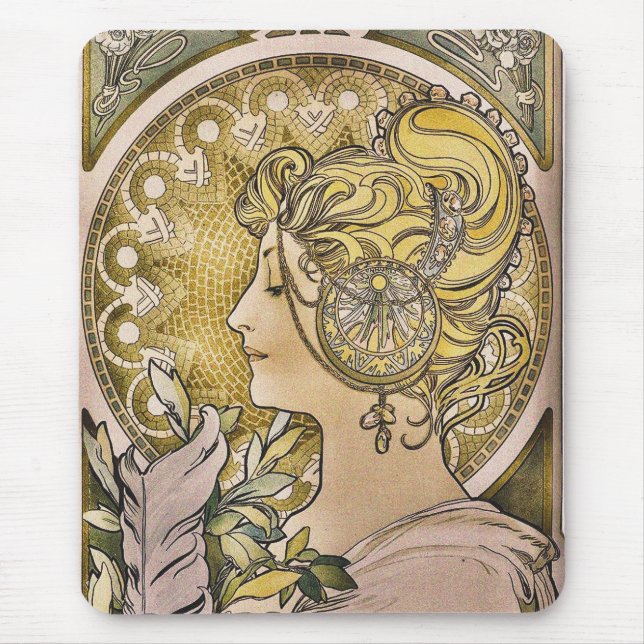 Mousepad Alphonse Mucha, La Plume Garota Bonita (Frente)