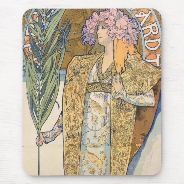 Mousepad Alphonse Mucha - Sarah Bernhard Painting (Frente)